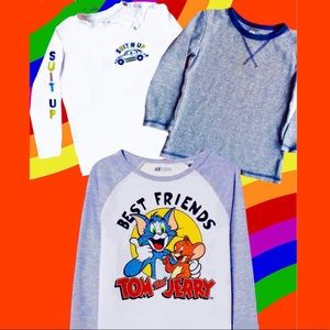 NWT 3 Shirts H&M Long Sleeve Kids Baby crew Neck